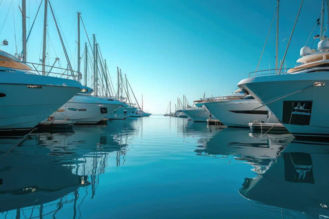 Marina with luxury yachts