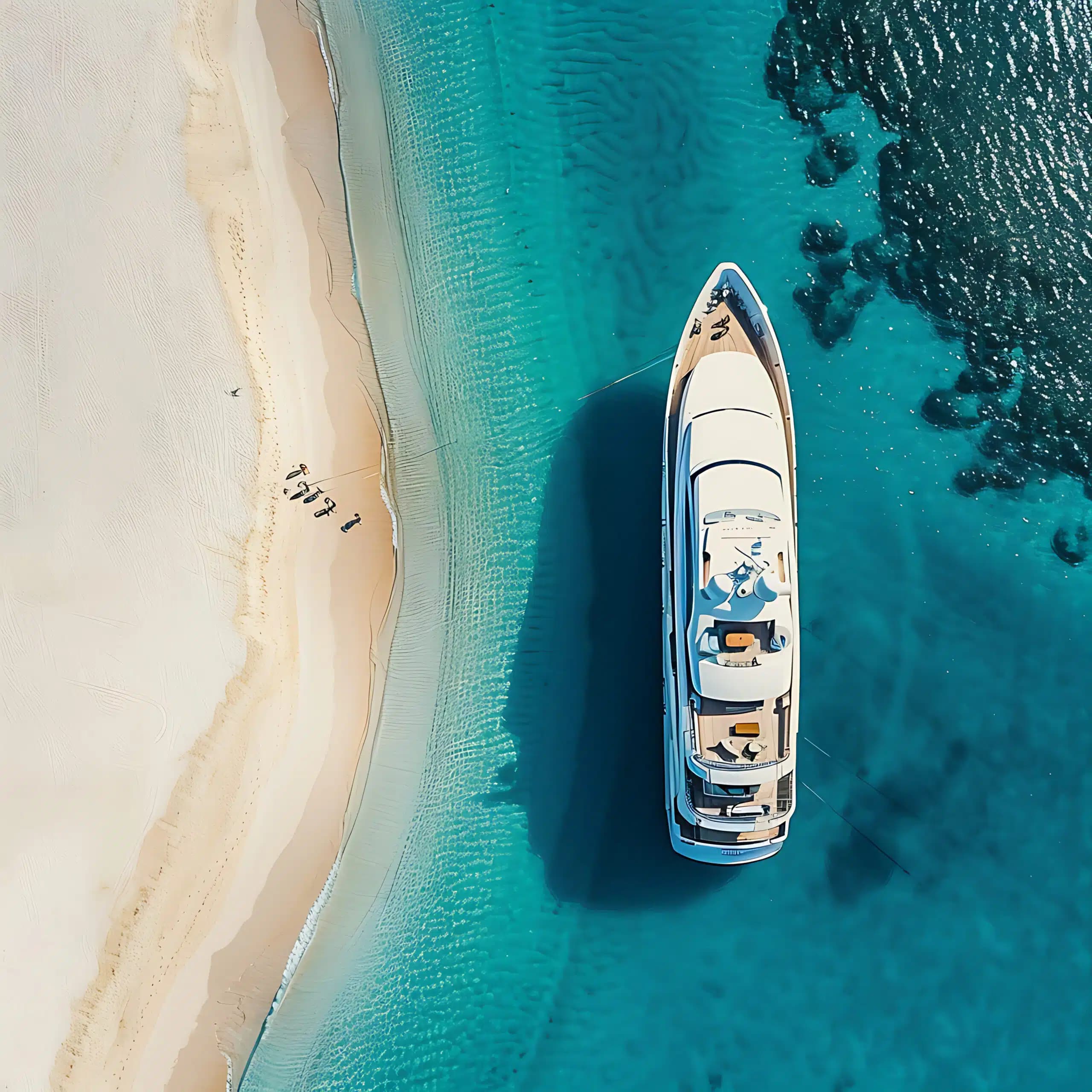 Luxury yacht aerial view