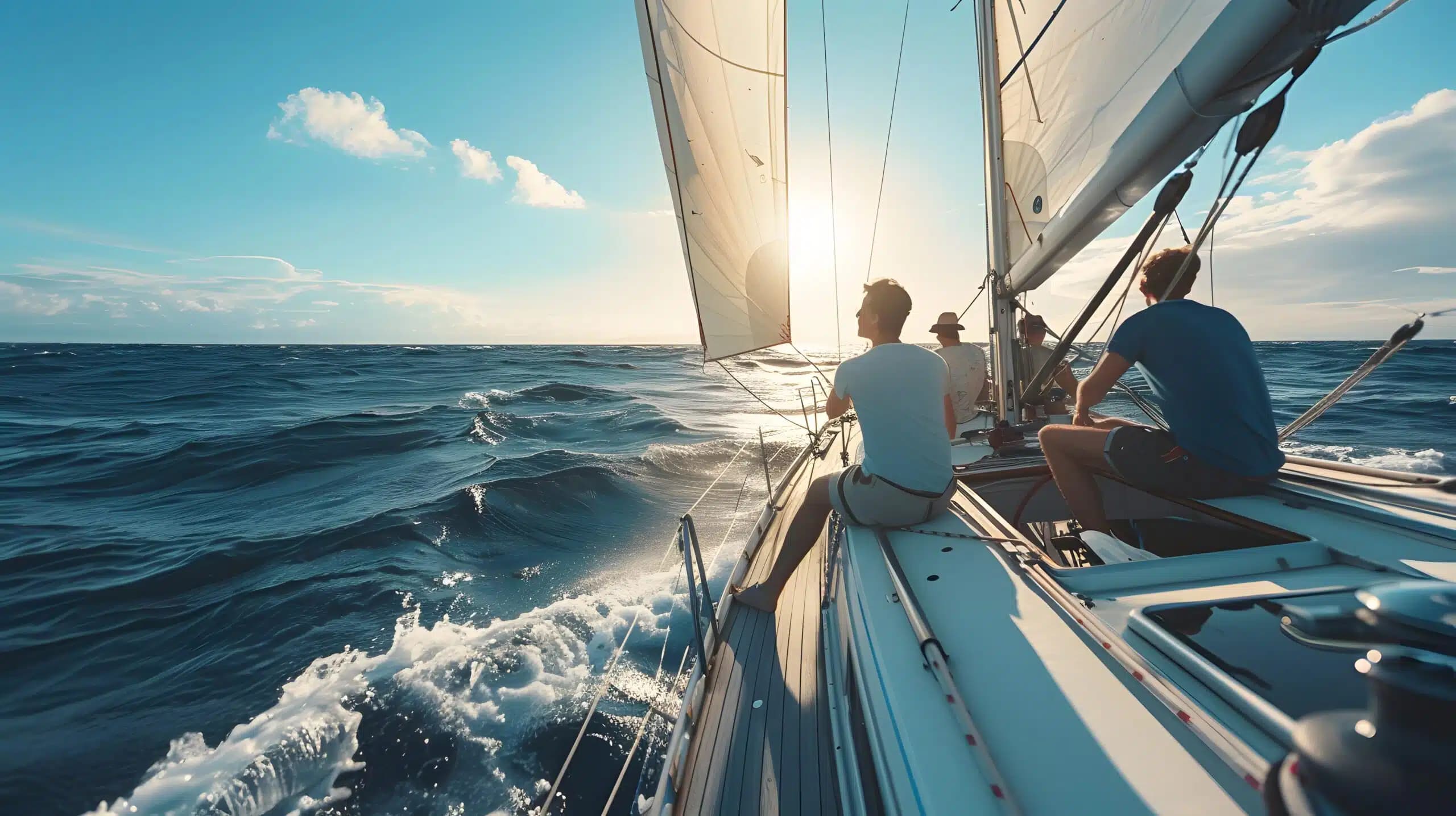 Sailing crew on yacht